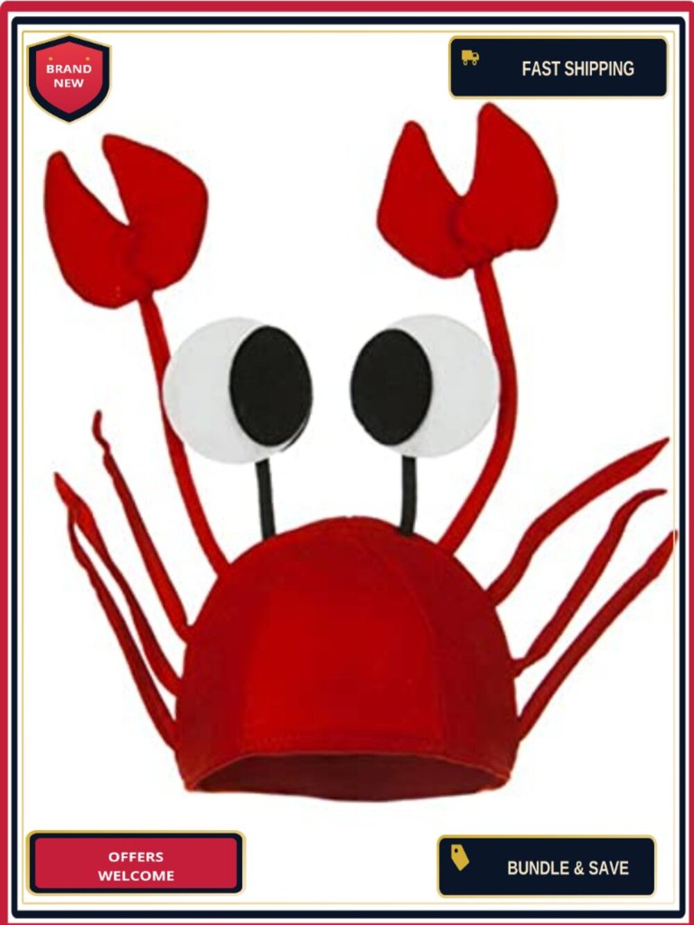 Novelty Crab Hat with Giant Latex Claws Gloves Costume Set
